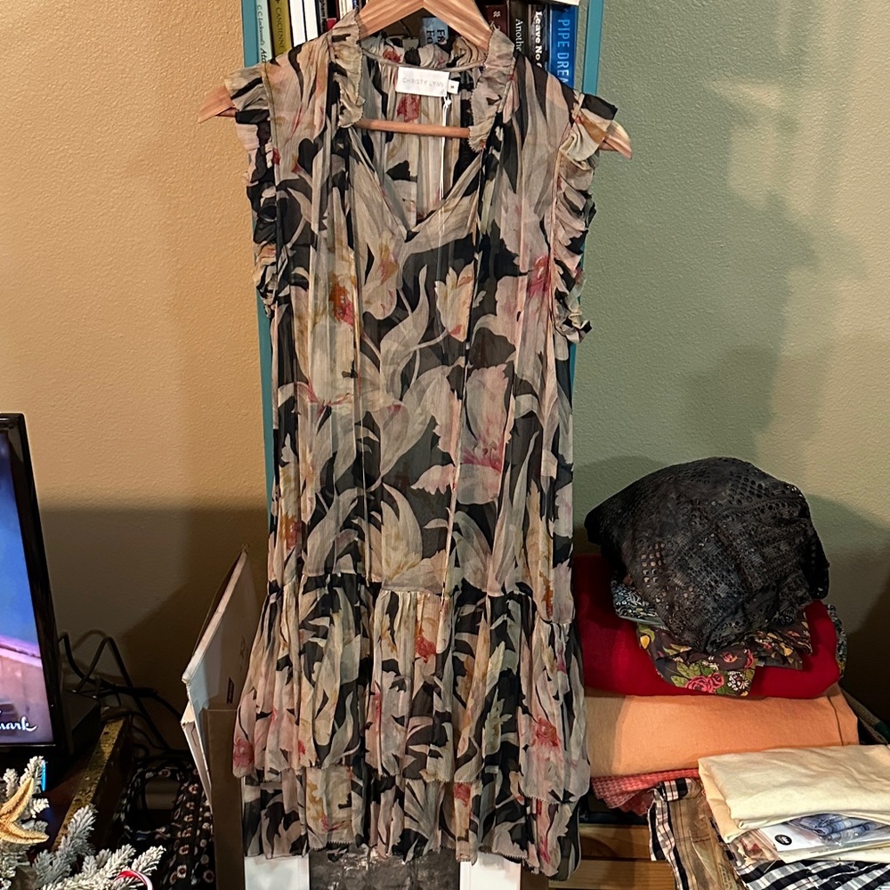 Christy Lynn Watercolor Floral Silk Dress